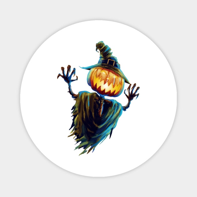 Halloween Fun - Scary Pumpkin Scarecrow Magnet by designsbycreation